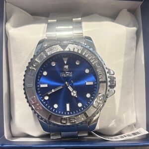 Montres Prestige Blue Dial Silver Band Men's Watch